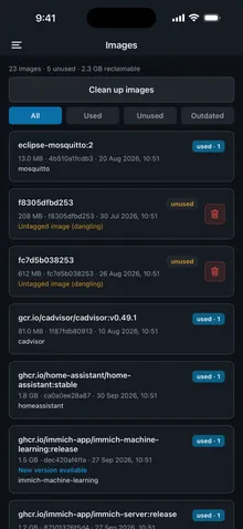 Images: usage, untagged images and available updates